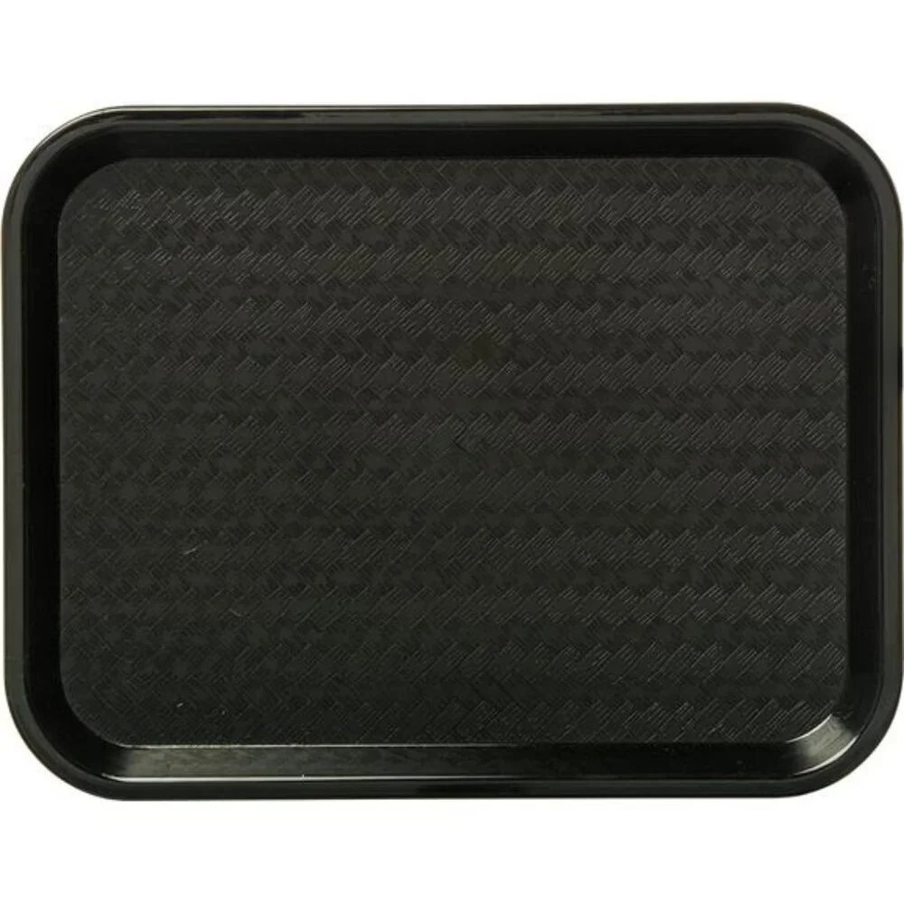 Plastic Cafeteria Food Tray Black Stackable Fast Food Serving Tray 14x10